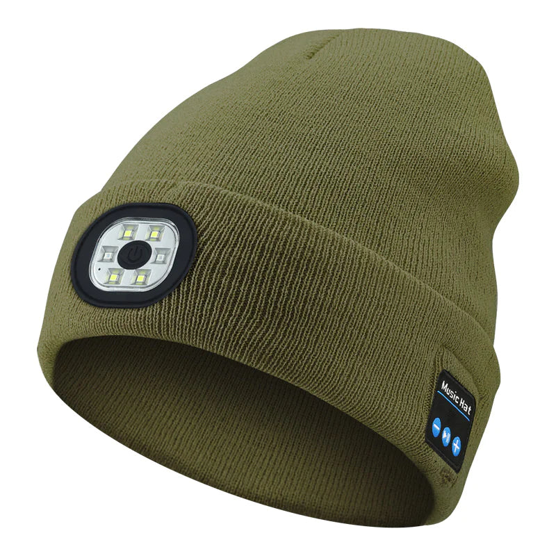 Knit Beanie with LED Head Lamp