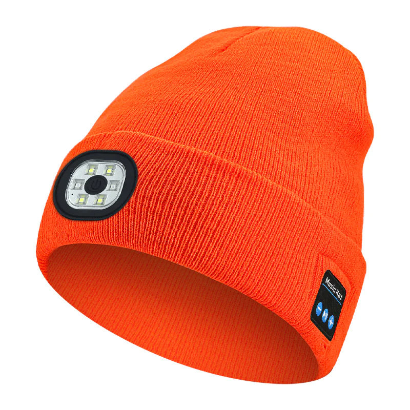 Knit Beanie with LED Head Lamp