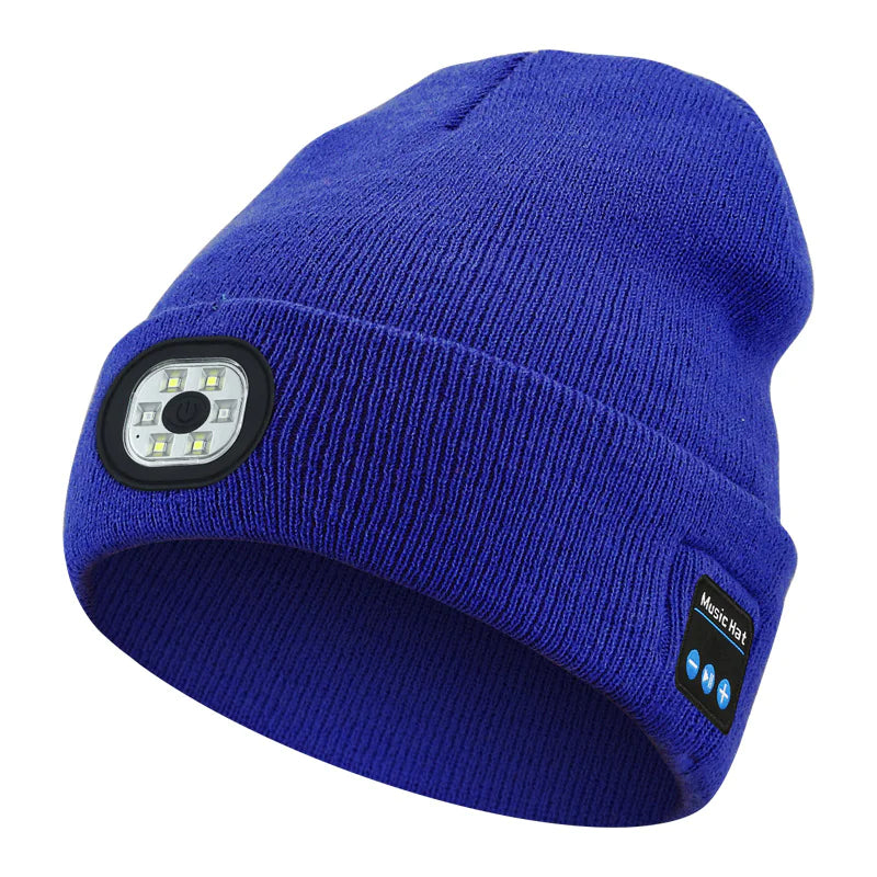 Knit Beanie with LED Head Lamp