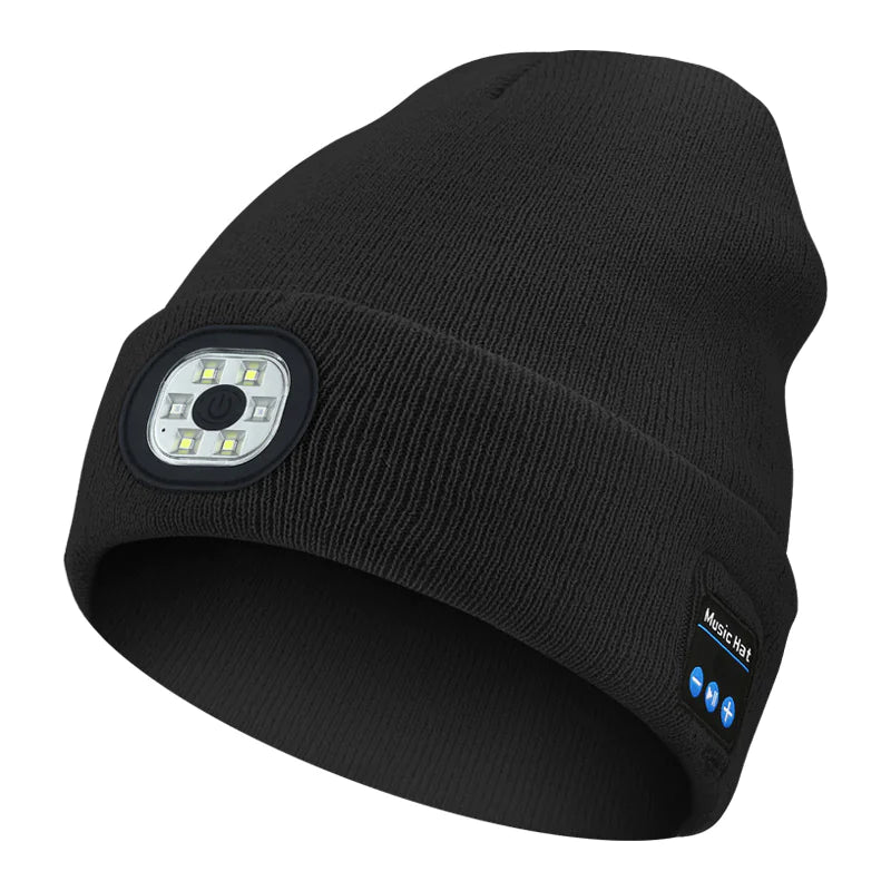 Knit Beanie with LED Head Lamp