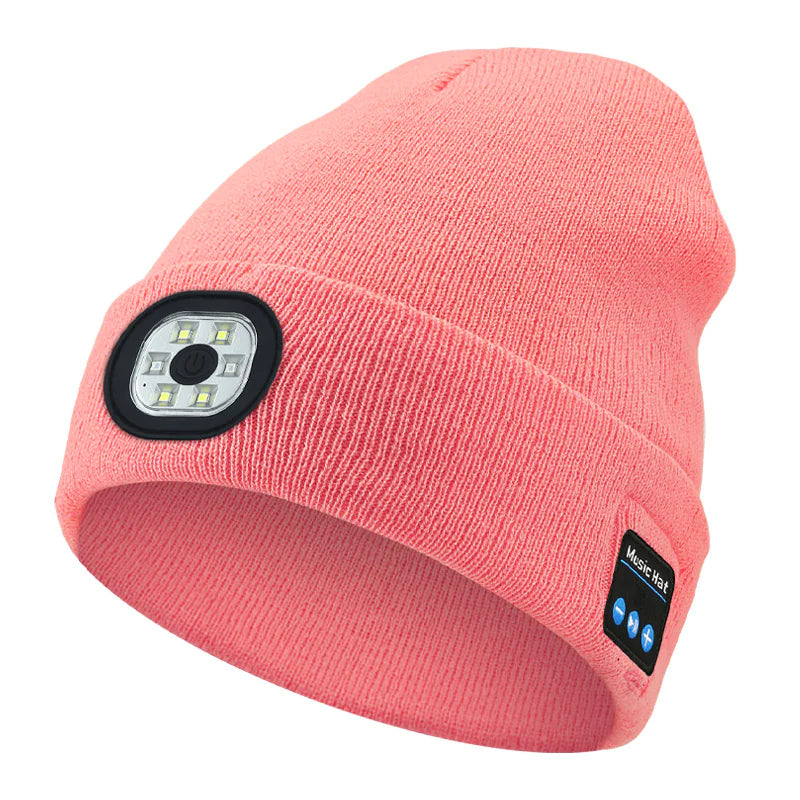 Knit Beanie with LED Head Lamp