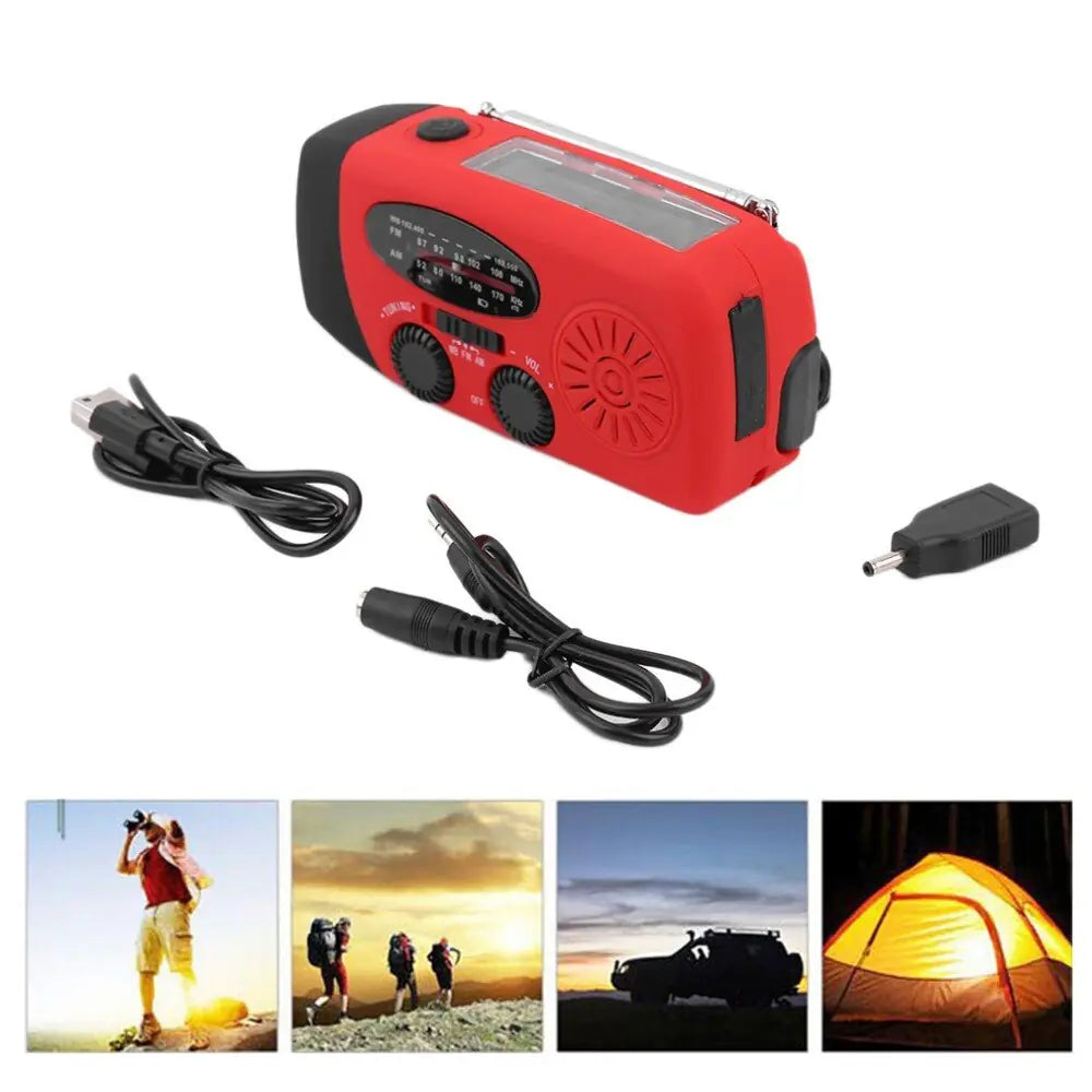 Portable Emergency Radio with LED Flashlight